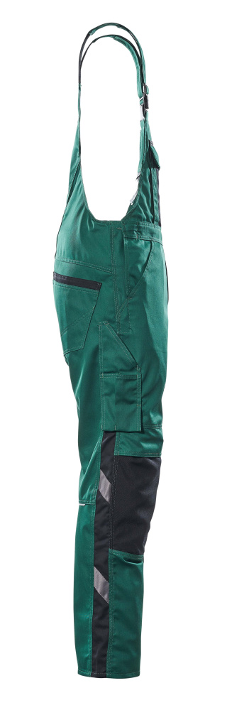 Latzhose mit Knietaschen UNIQUE Grün/Schwarz 76C48