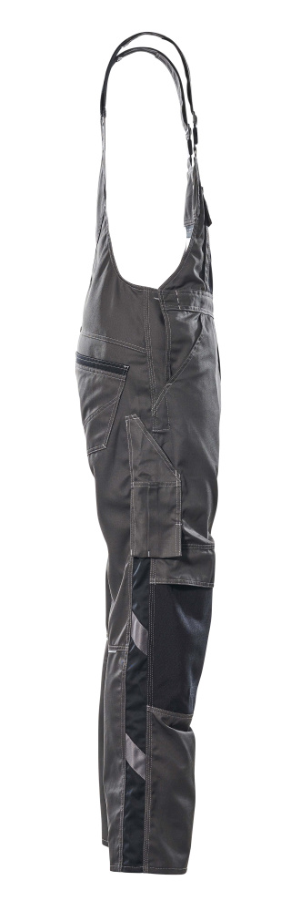 Latzhose mit Knietaschen UNIQUE Dunkelanthrazit/Schwarz 76C48