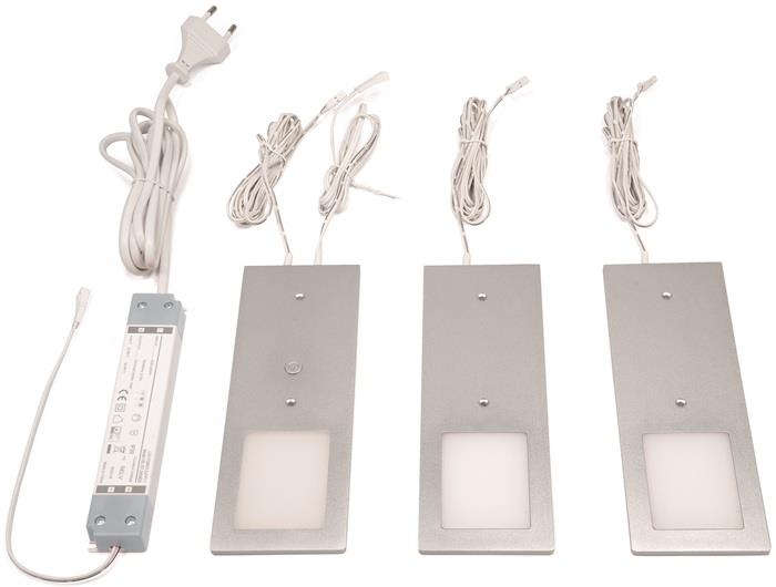 Anbauleuchte Planar L 3 x 3 W Aluminum