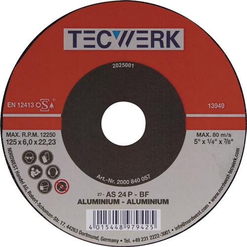 Schruppscheibe D125xS6mm gekr.Alu.Bohr.22,23mm TECWERK