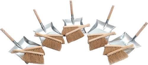 Kehrschaufelset m.Holzgr.10xKokoshandfeger 5xKehrschaufel