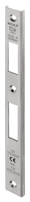 Schließblech P643 Edelstahl matt gebürstet U-Schließblech für Fluchttüren DIN links / rechts Breite 24 x Länge 243 mm WILKA