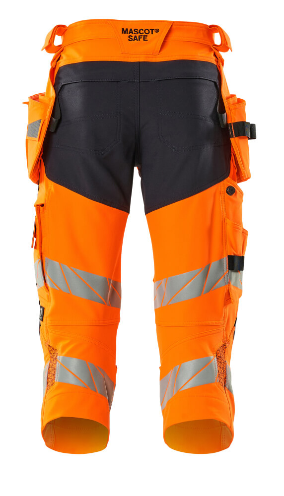 Dreiviertel-Hose mit Hängetaschen ACCELERATE SAFE Hi-vis Orange/Schwarzblau C48