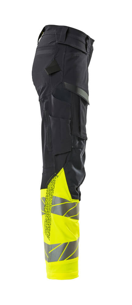 Damen-Passform DIAMOND Hose mit Knietaschen ACCELERATE SAFE Schwarzblau/Hi-vis Gelb 82C50