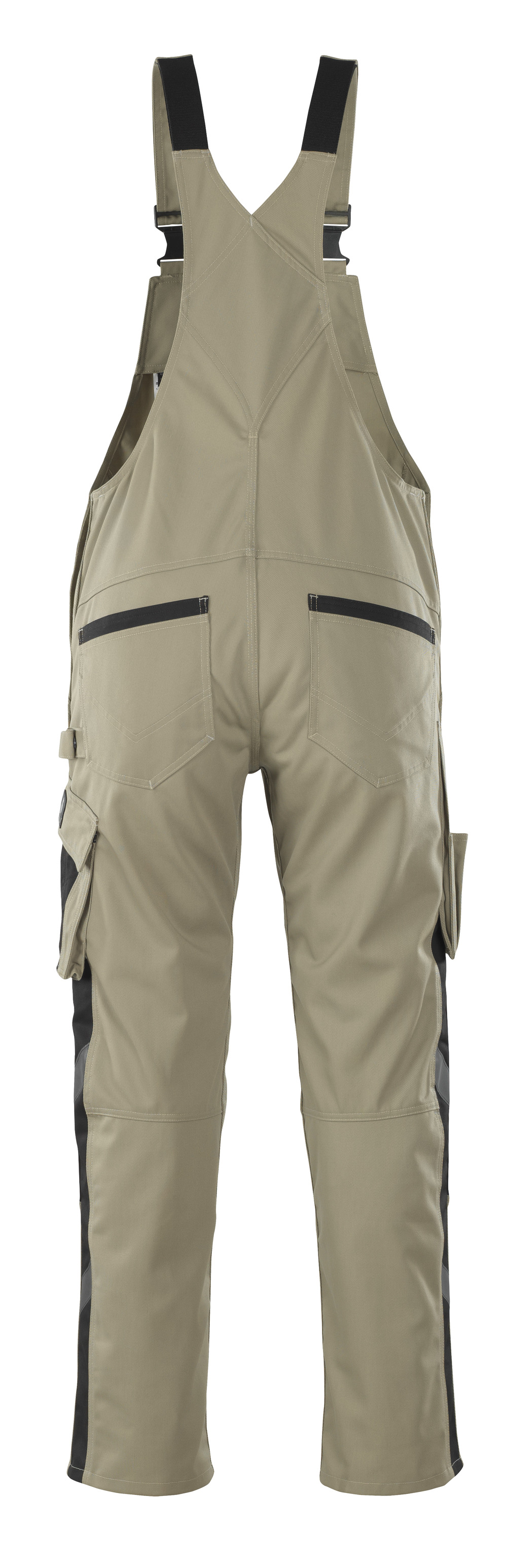 Latzhose mit Knietaschen UNIQUE Hellkhaki/Schwarz 76C48