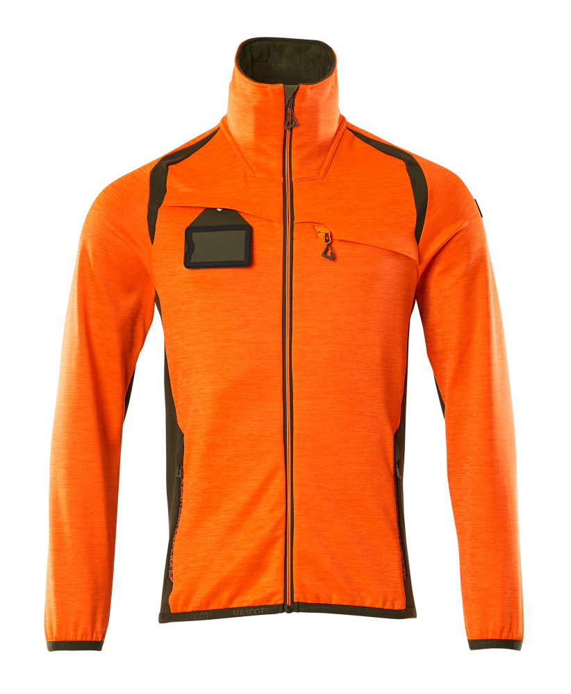 Fleecejacke ACCELERATE SAFE Hi-vis Orange/Moosgrün L