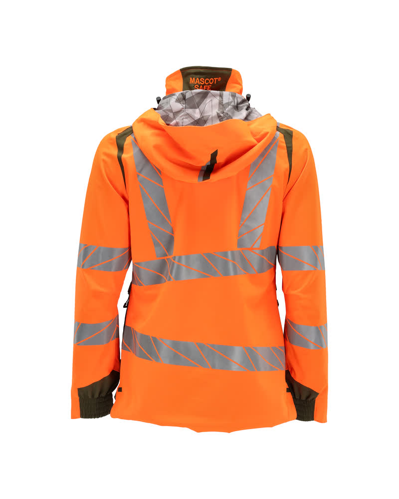 Damen-Passform Hardshelljacke ACCELERATE SAFE Hi-vis Orange/Moosgrün L