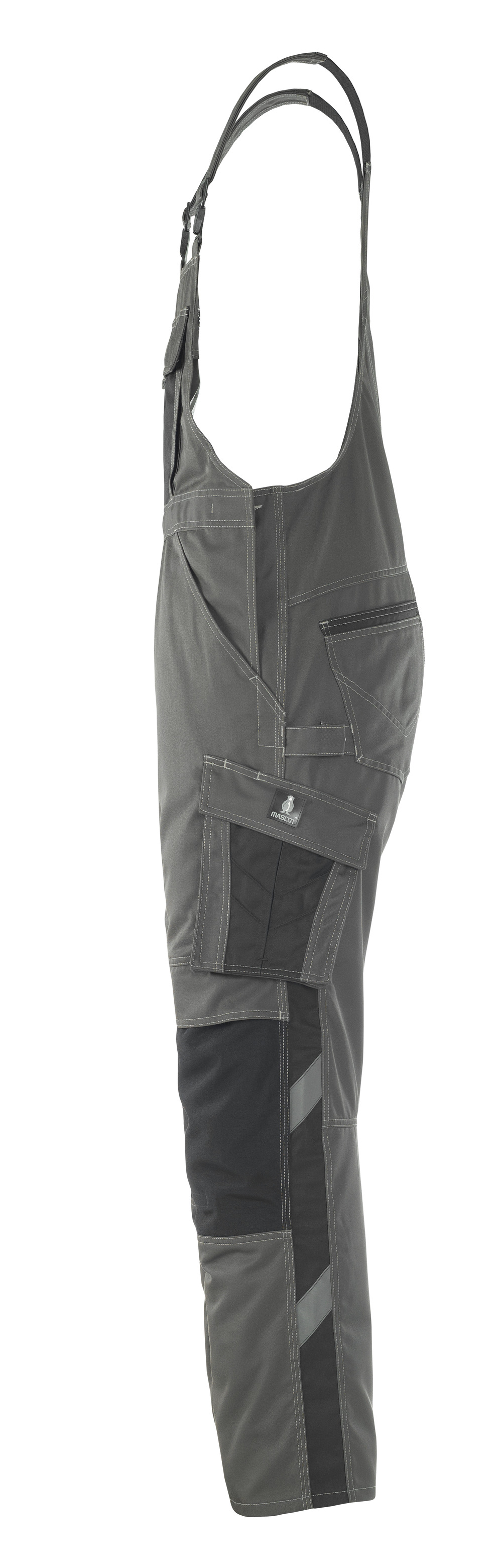 Latzhose mit Knietaschen UNIQUE Dunkelanthrazit/Schwarz 76C48