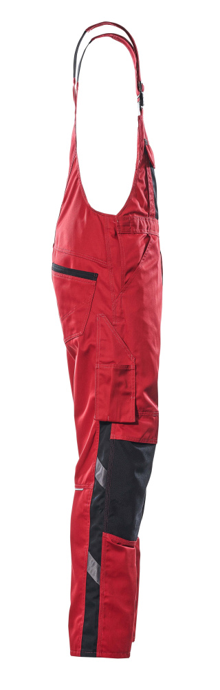 Latzhose mit Knietaschen UNIQUE Rot/Schwarz 76C48