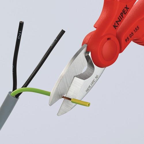 Elektriker-/Handwerkerschere L.155mm 2-K.-Hüllen KNIPEX