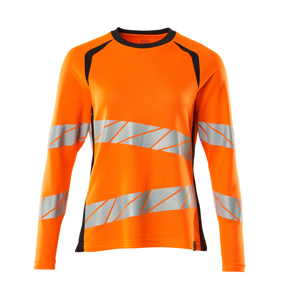 Damen-Passform Langarmshirt ACCELERATE SAFE Hi-vis Orange/Schwarzblau 3XLONE
