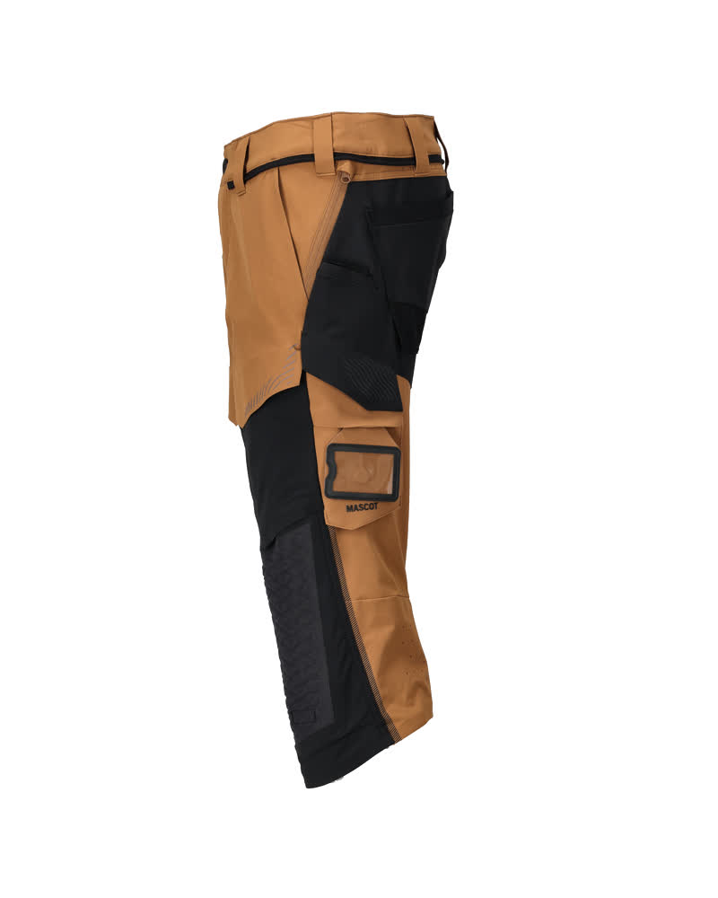 Dreiviertel-Hose mit Knietaschen CUSTOMIZED Nussbraun/Schwarz C64