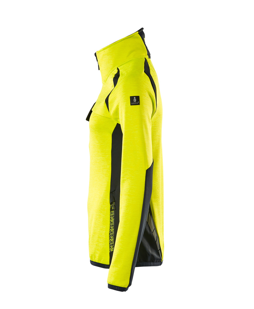Damen-Passform Fleecejacke mit kurzem Reißverschluss ACCELERATE SAFE Hi-vis Gelb/Schwarzblau L