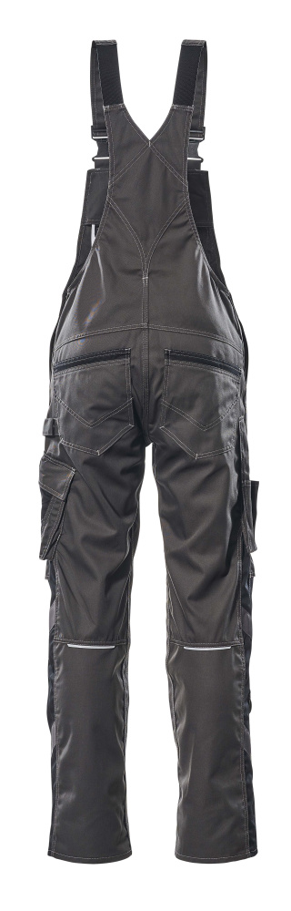Latzhose mit Knietaschen UNIQUE Dunkelanthrazit/Schwarz 76C48
