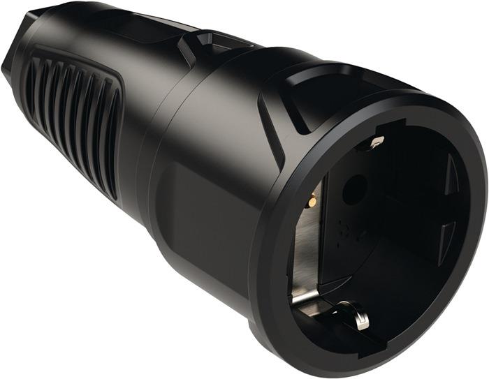 Schutzkontaktkupplung 10-/16~ A 250 V schwarz IP20 Vollgummi JÄGER DIREKT