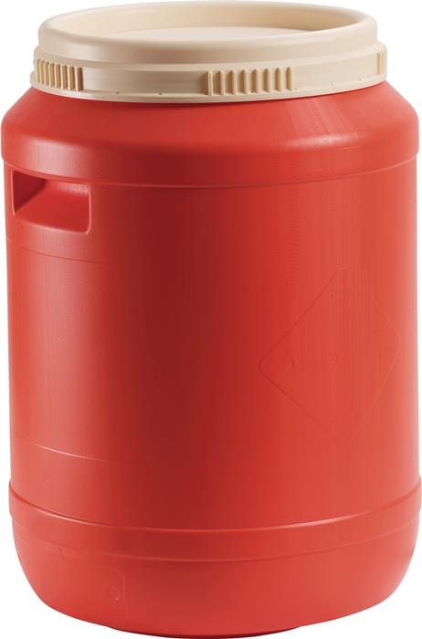 Batteriefass 60 l HD-PE reinorange (Deckel hellelfenbein) mit Griffmulden WEMAS