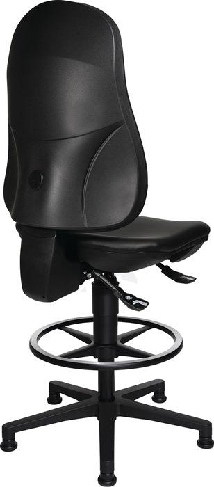 Arbeitsdrehstuhl Kunstlederpolster schwarz Bodengleiter + Fußring 590-840 mm