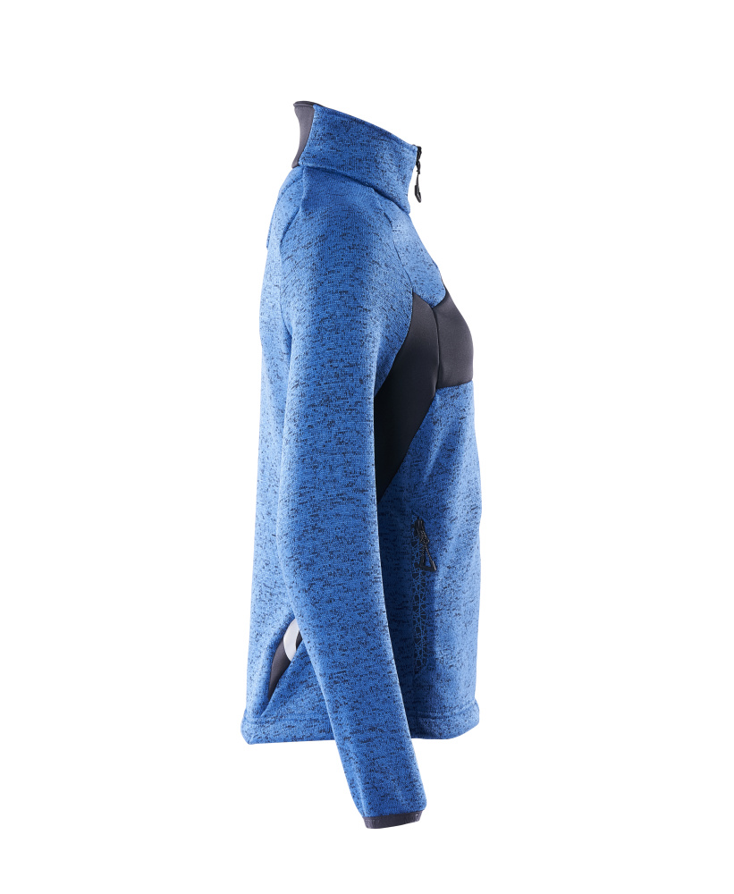 Damen-Passform Strickpullover mit Reißverschluss ACCELERATE Azurblau/Schwarzblau S