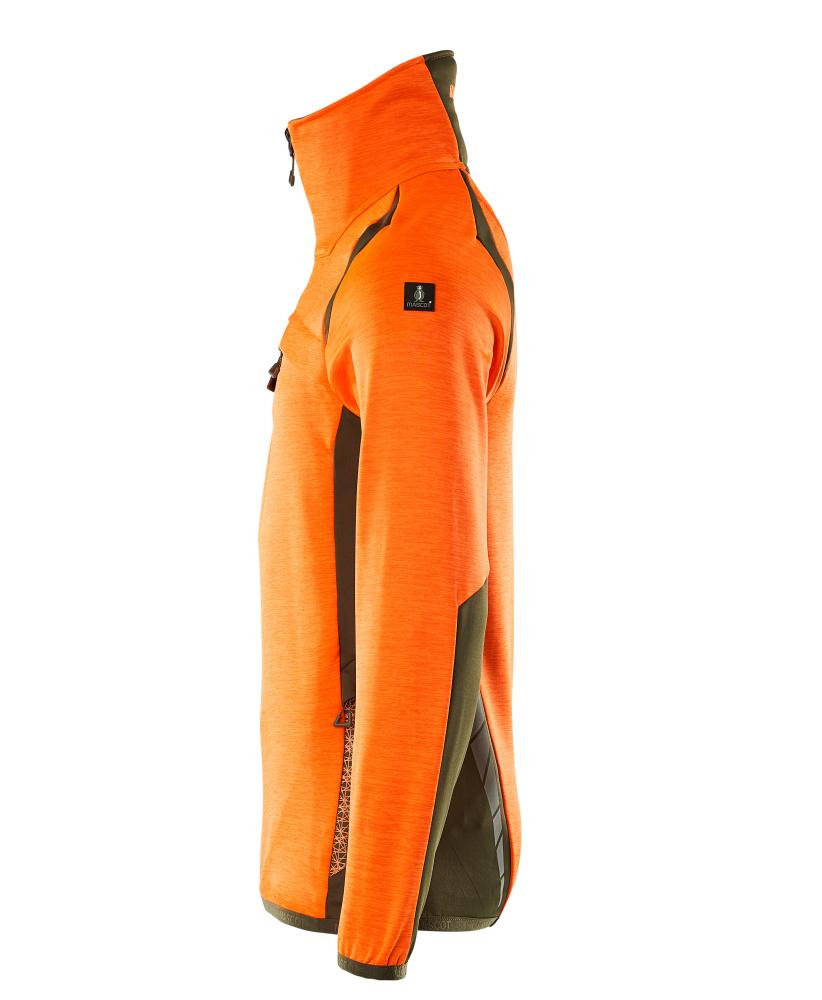 Fleecejacke mit kurzem Reißverschluss ACCELERATE SAFE Hi-vis Orange/Moosgrün L