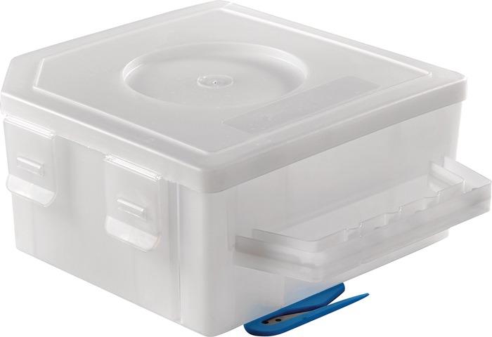 Warnbandspender transparent mit eingebautem Messer L200xB100xH240mm WEMAS