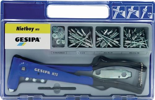 Blindnietsortiment Nietboy 135tlg.Zange NTS u.Blindniete D.4mm i.Ku.-Koffer