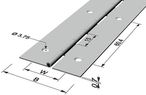 Stangenscharnier B.offen 32mm S.0,7mm 1200mm Fe verms.PG