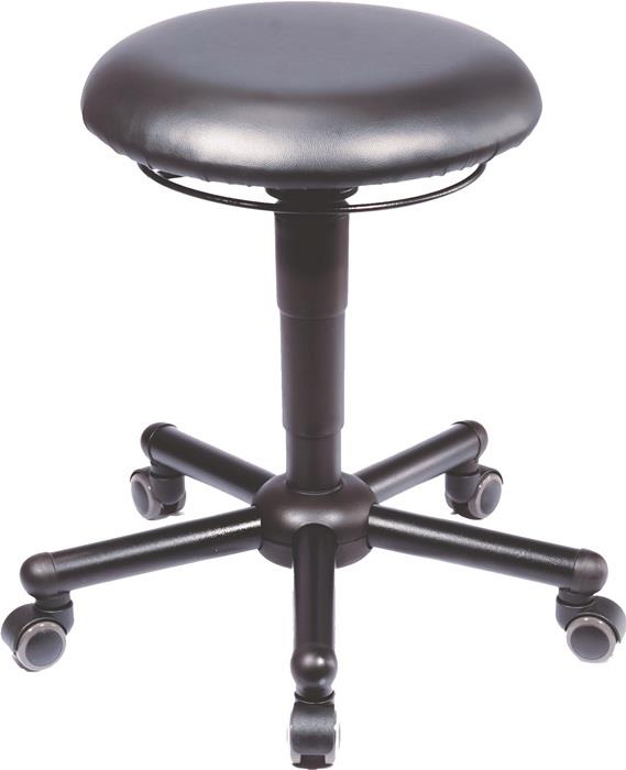 Drehhocker A19 mit Rollen Kunstleder schwarz Sitzhöhenverstellung 465-595 mm Hocker MEY