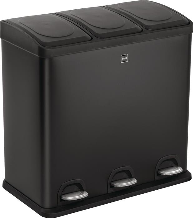 Tretabfallsammler Helit "the separator" 3x 20 l DxH592mm schwarz Stahlblech