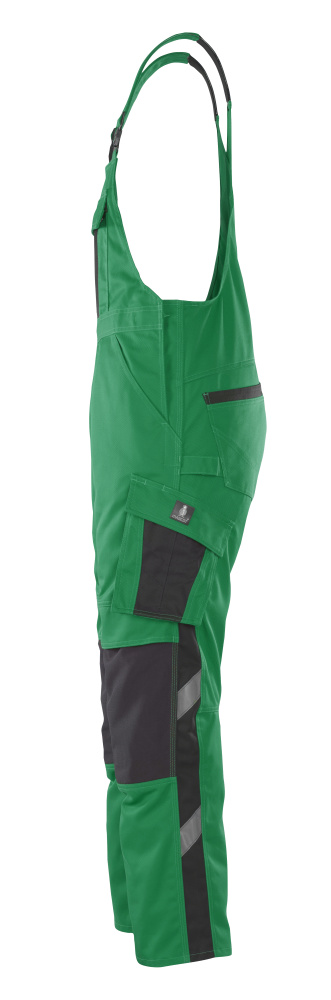 Latzhose mit Knietaschen UNIQUE Grün/Schwarz 76C48