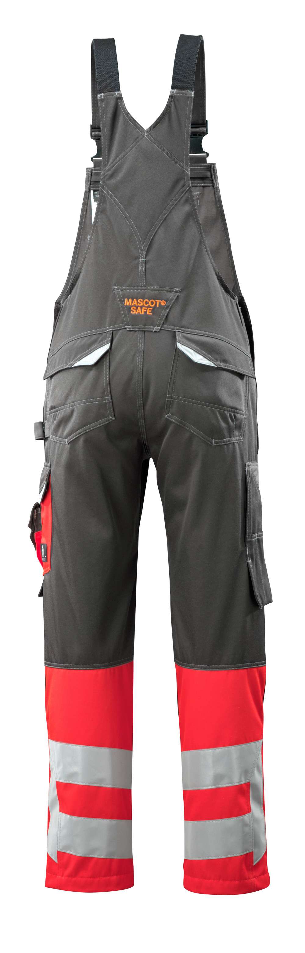 Latzhose mit Knietaschen SAFE SUPREME Dunkelanthrazit/Hi-vis Rot 76C46