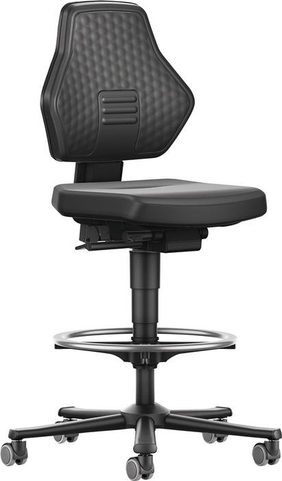 Arbeitsdrehstuhl Air Flow Rollen + Fußring 610 890 mm Kunstlederpolster