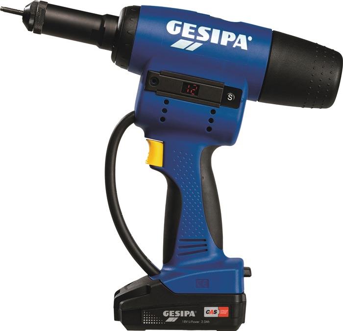 Akku Blindnietmutternsetzgerät 10-teilig 15000 N bis M10 Alu, M8 Stahl und M6 VA