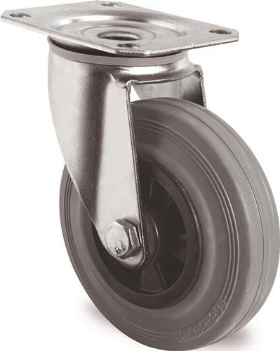 Lenkrolle D.100mm Trgf.75kg m.Platte PP VG grau PROMAT
