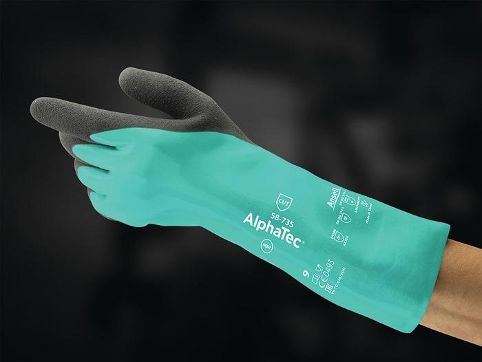 Chemikalienhandschuhe AlphaTec 58 735 EN 388, EN 374 PSA Kategorie III 10