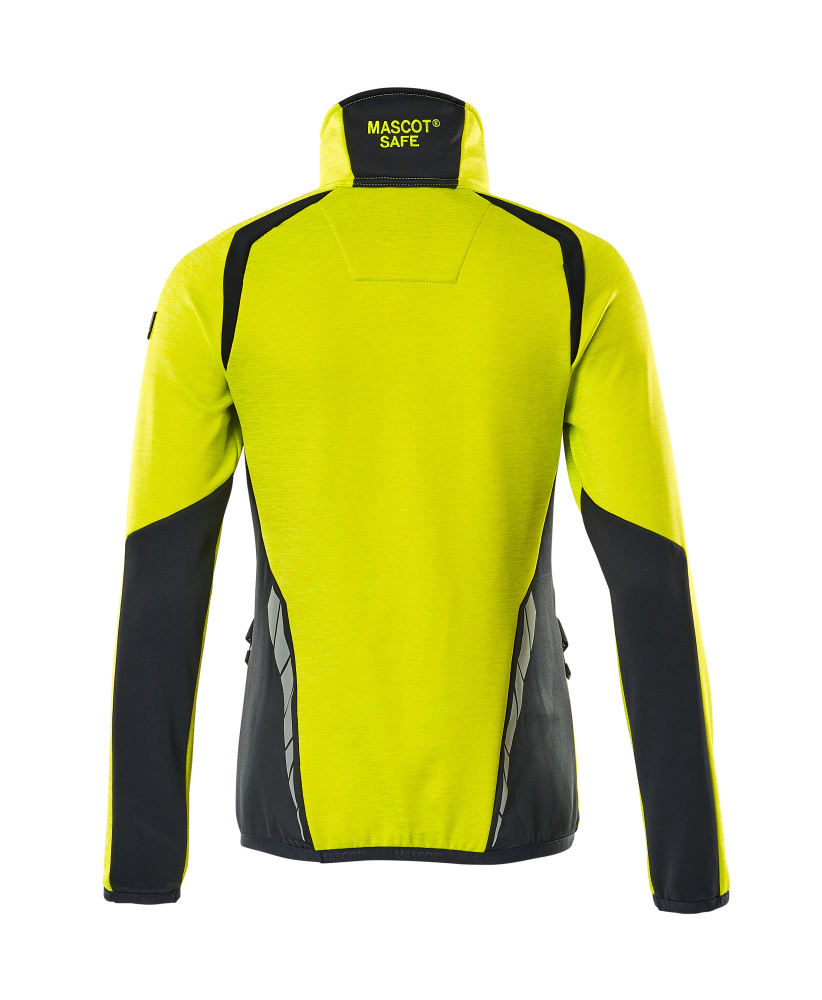 Damen-Passform Fleecejacke mit kurzem Reißverschluss ACCELERATE SAFE Hi-vis Gelb/Schwarzblau L