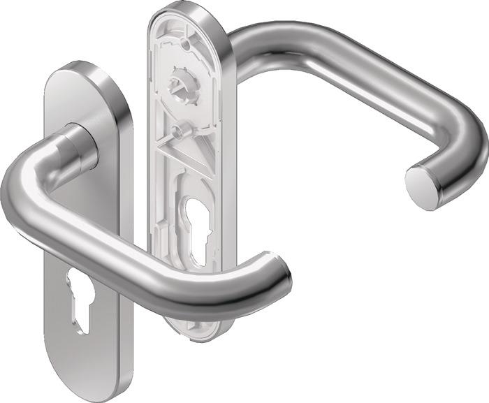 Kurzschildgarnitur Drückergarnitur abgerundet Rondo H1.0 145 mm