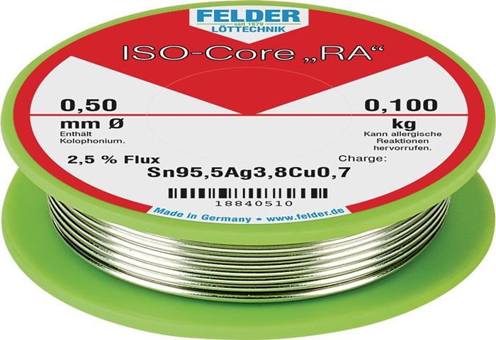 Lötdraht ISO Core® RA 100 g Sn95,5Ag3,8Cu0,7 FELDER 0,5 mm