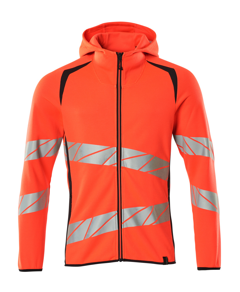 Kapuzenpullover mit Reißverschluss ACCELERATE SAFE Hi-vis Rot/Schwarzblau XS
