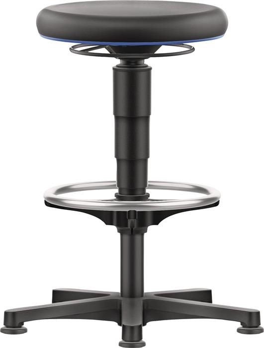 Drehhocker Bodengleiter und Fußring Kunstleder Kunstleder schwarz Sitzhöhenverstellung 560-830 mm BIMOS