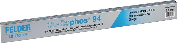 Kupferhartlot Cu-Rophos® CP203 Cu94 P6 D2xL500mm blank 1 kg FELDER