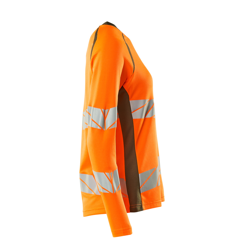 Damen-Passform Langarmshirt ACCELERATE SAFE Hi-vis Orange/Moosgrün 3XLONE