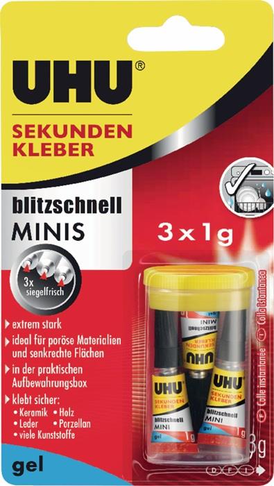 Sekundenkleber blitzschnell SUPERGEL Tube 3x 1 g