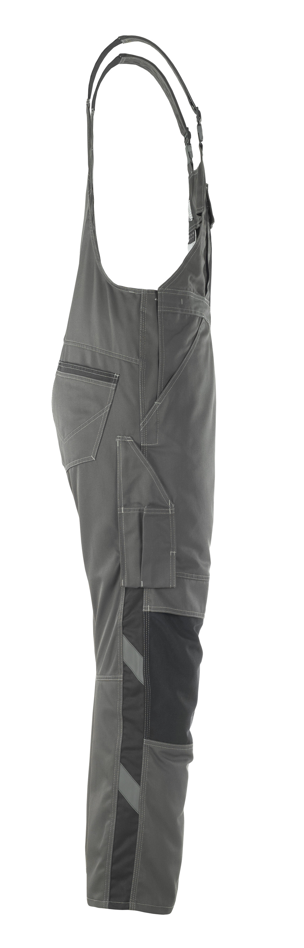 Latzhose mit Knietaschen UNIQUE Dunkelanthrazit/Schwarz 76C48
