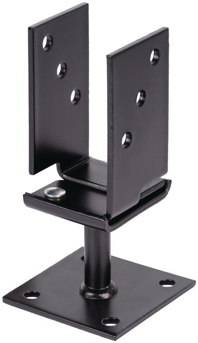 U-Pfostenträger 71x110x70x70xmm verzinkt, schwarz kunststoffbeschichtet zum Aufschrauben GAH