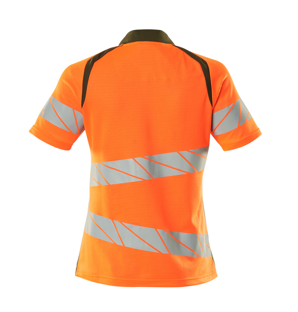 Damen-Passform Polo-Shirt ACCELERATE SAFE Hi-vis Orange/Moosgrün L  ONE