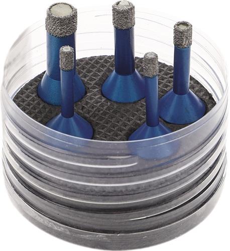 Diamant-Fliesenbohrer SET SANITÄR D.6 mm/6 mm/8 mm/10 mm/14mm L.63,5mm 5-tlg.