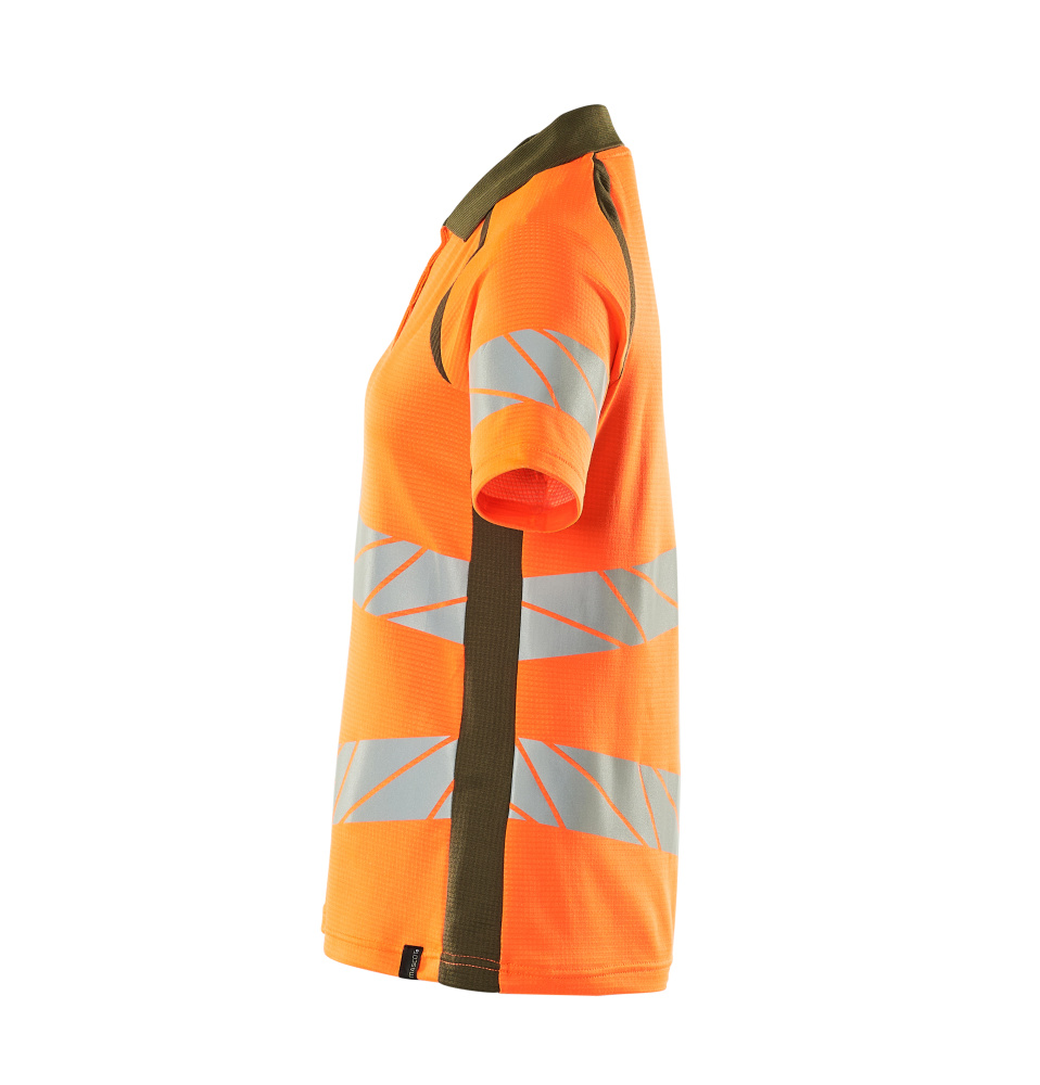 Damen-Passform Polo-Shirt ACCELERATE SAFE Hi-vis Orange/Moosgrün L  ONE