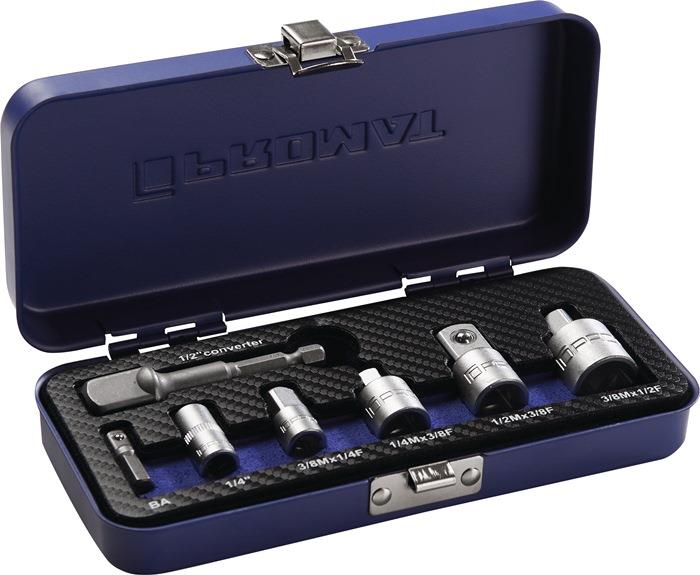 Adaptersatz 7-teilig 1/4 - 1/2 ″ inkl. Maschinenadapter PROMAT
