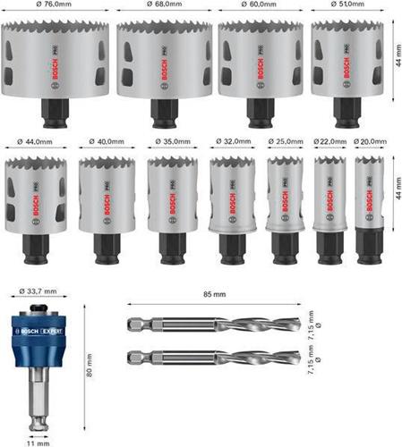Lochsägen-Set PRO Multi Material PC Plus 14-tlg.20-76mm Schnitt-T.44mm