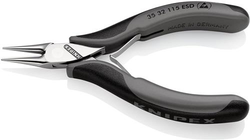 Elektronik-Greifzange Gesamt-L.115mm ESD flachbreite Backen spiegelpol.Form 3